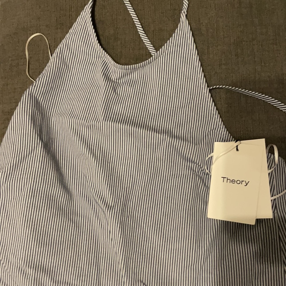 NWT Theory Striped Apron Open Back Halter …